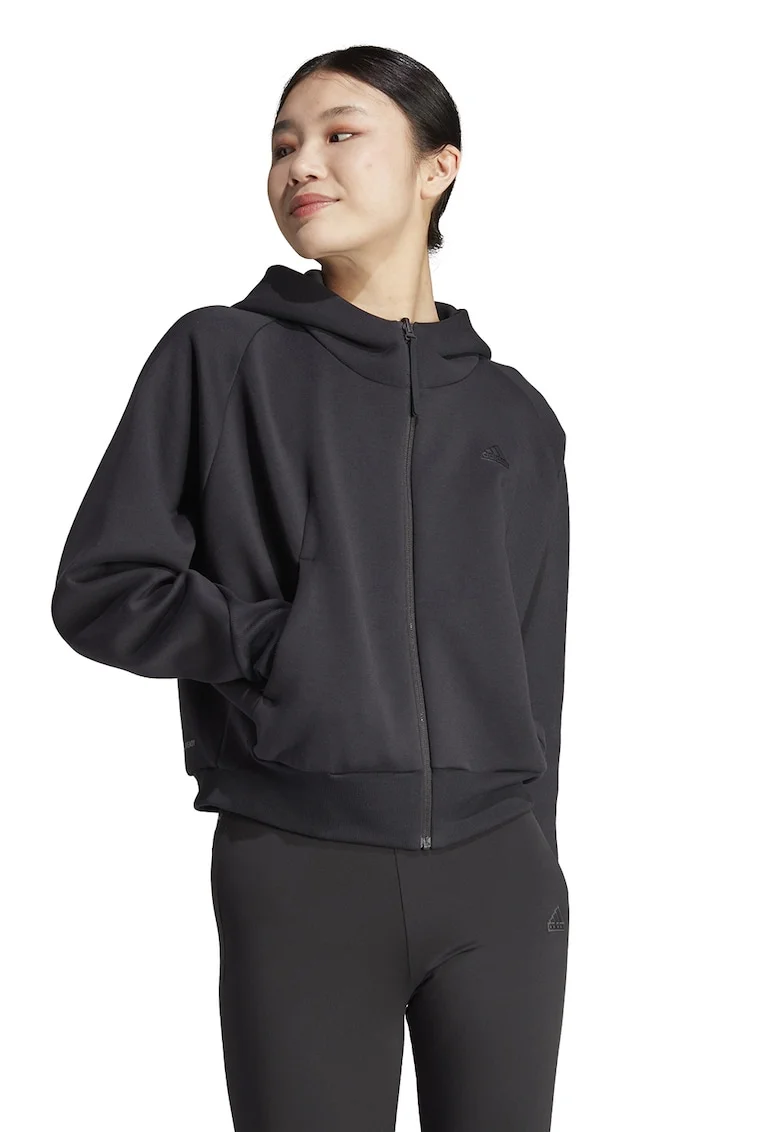Худи с цип и скосени джобове