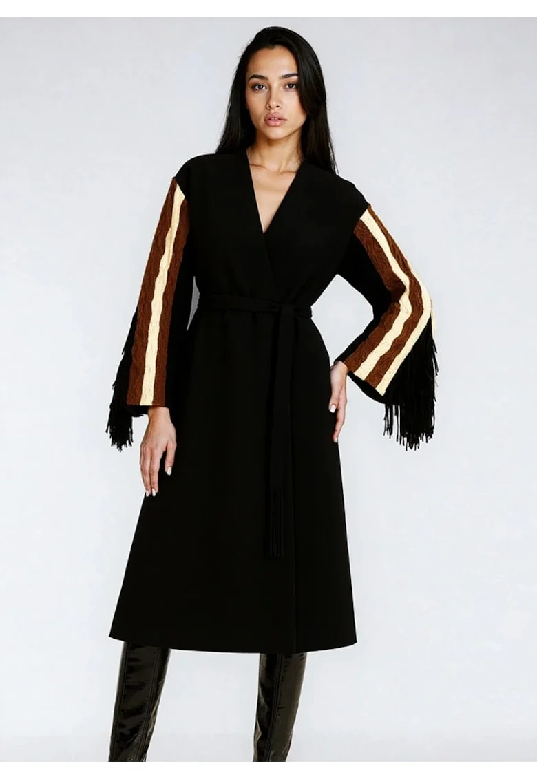 Totem Coat With Knitted Sleeves