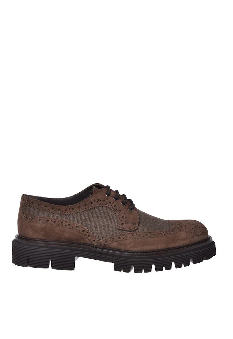 Обувки Brogue с велур и памук