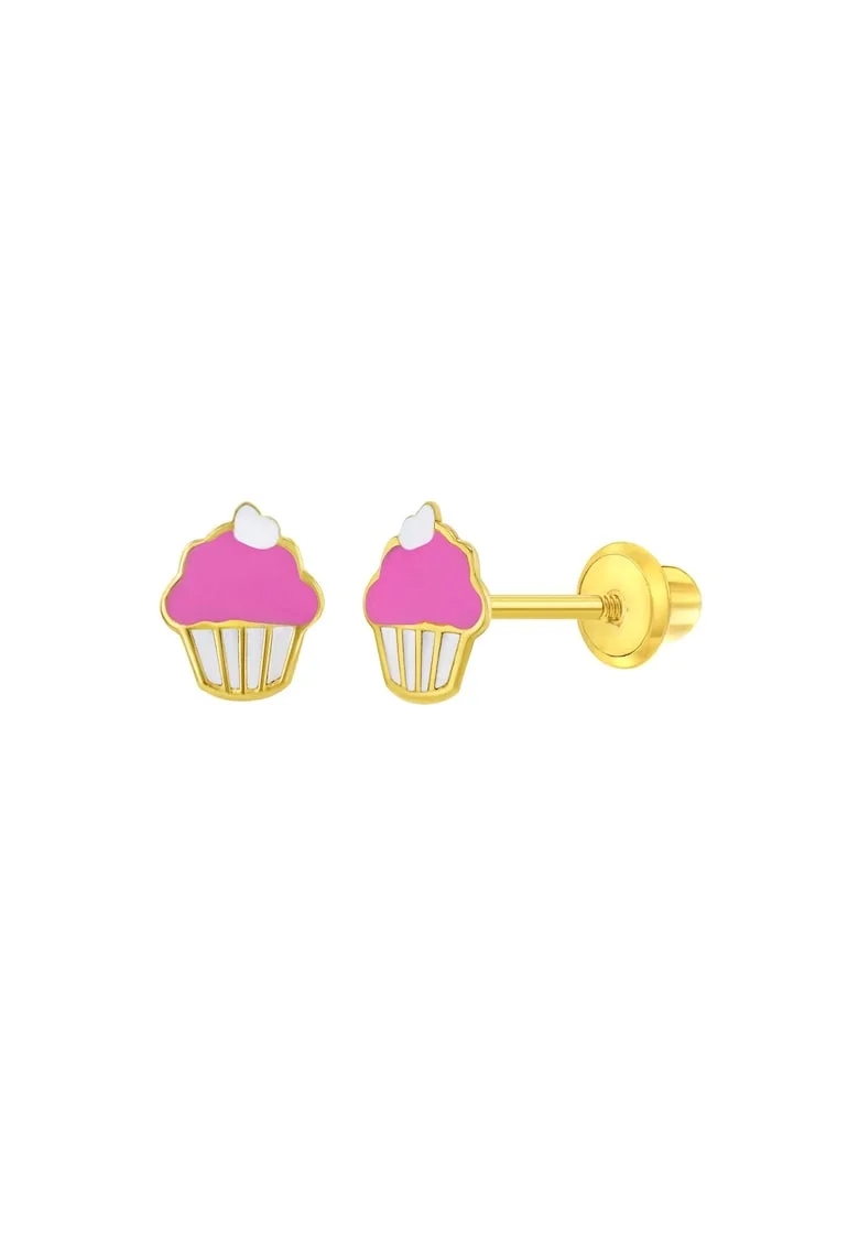 14K златни обеци за бебета - модел Cupcake