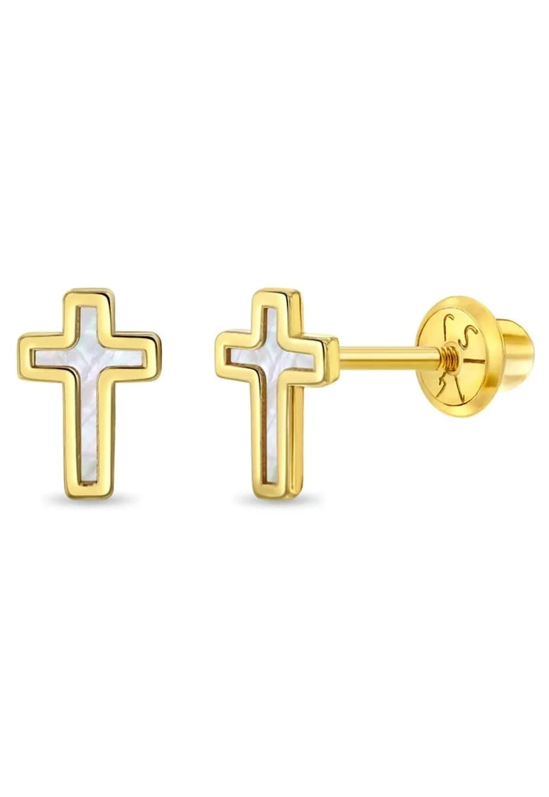 Обеци Cruciulita - 14K злато със седеф за момичета