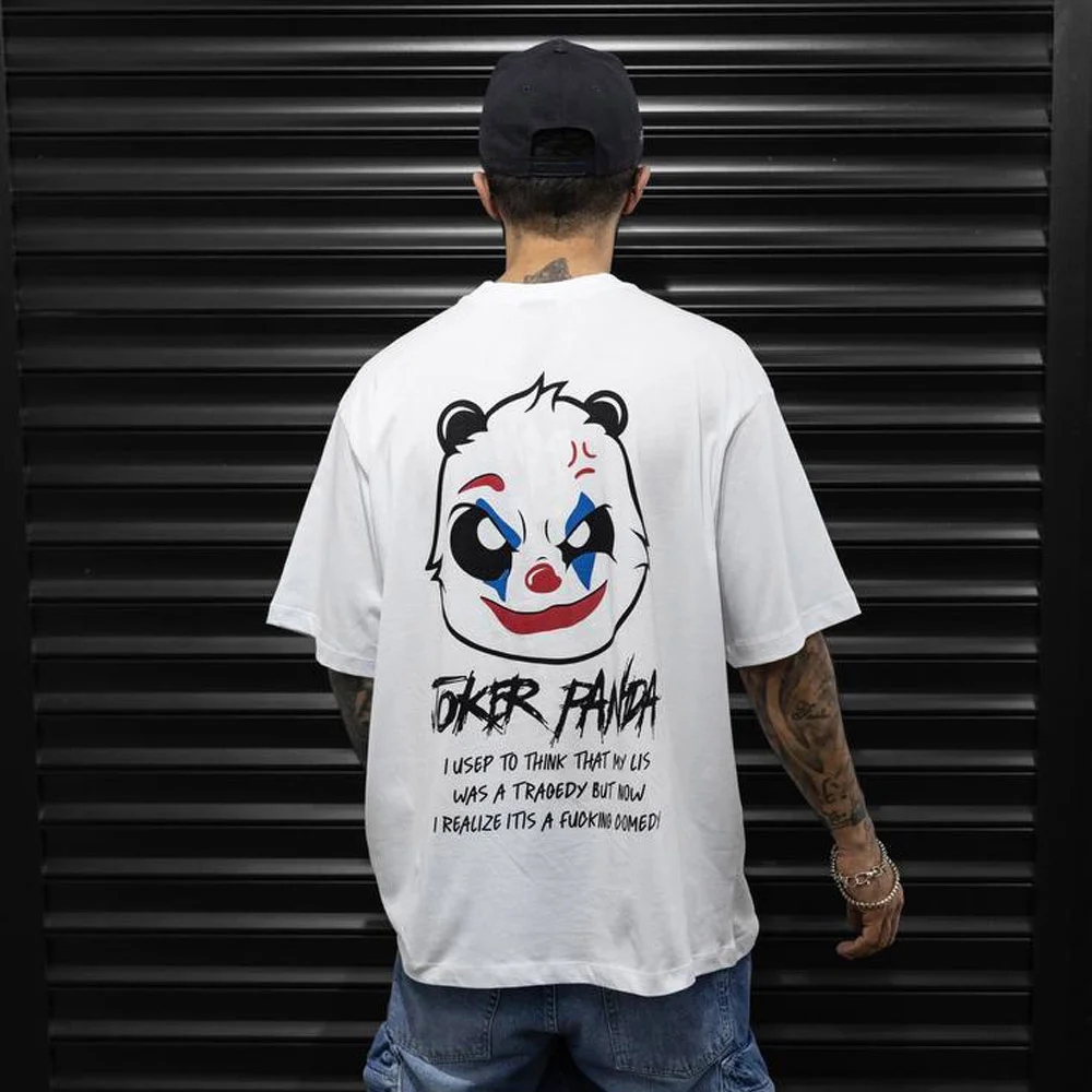 Мъжка бяла тениска, joker panda, Ft7503