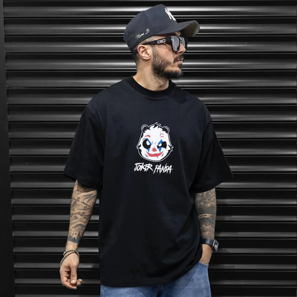 Мъжка черна тениска, joker panda, Ft7504