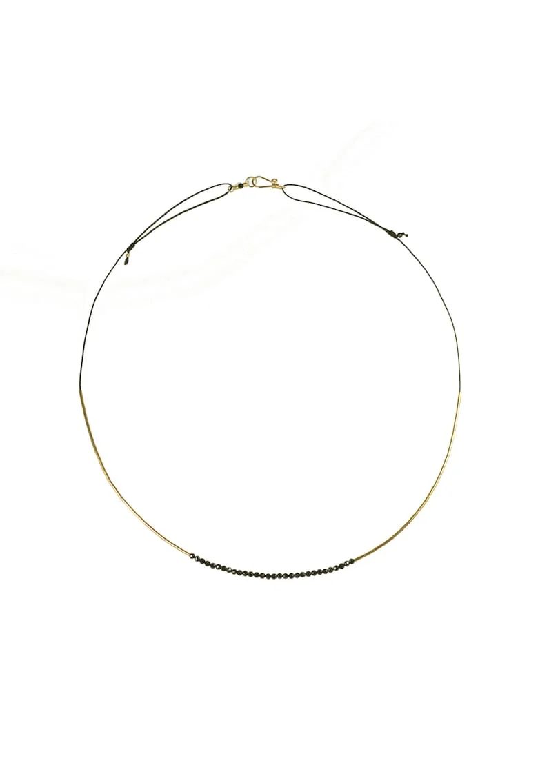 Колие -  Caviar Bar - черен шпинел - 14k/20 gold filled