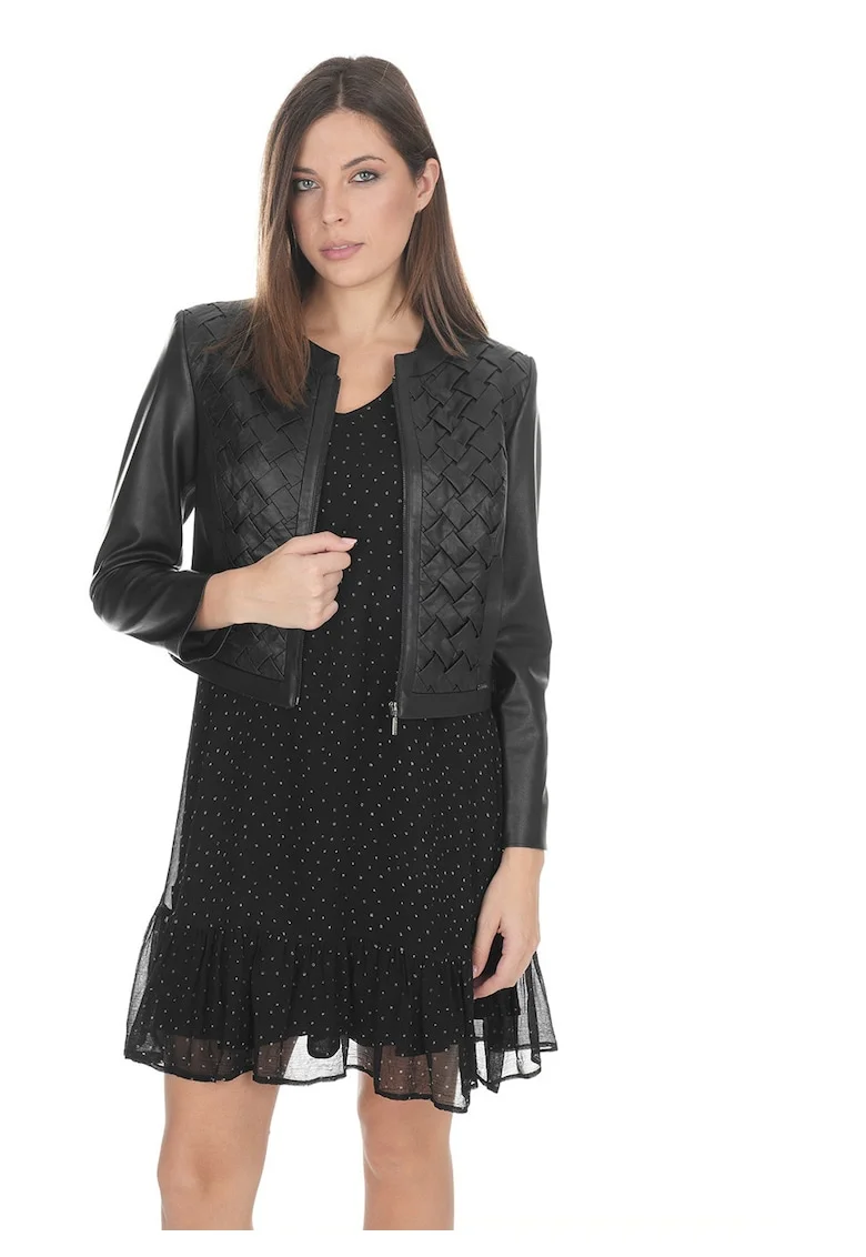 Eco Leather Jacket With Waved Design