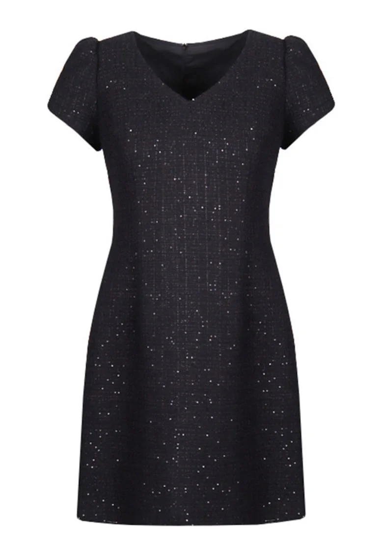 Tweed Dress With V Neckline