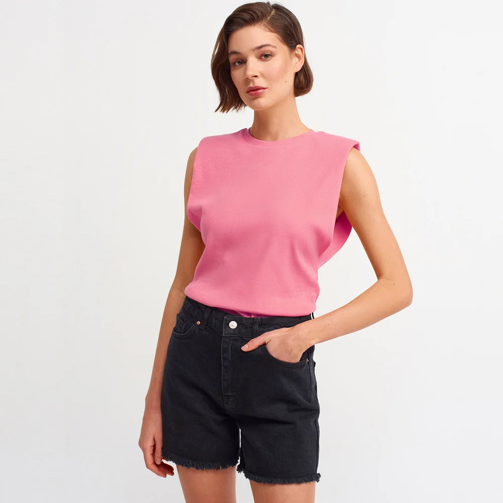 Дамски рипсен потник с подплънки, oversize, Ft3022