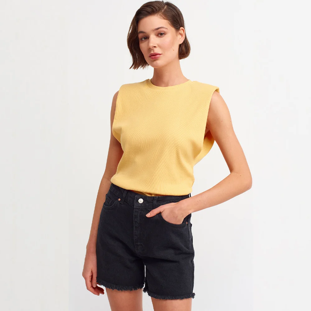 Дамски рипсен потник с подплънки, oversize, Ft3023