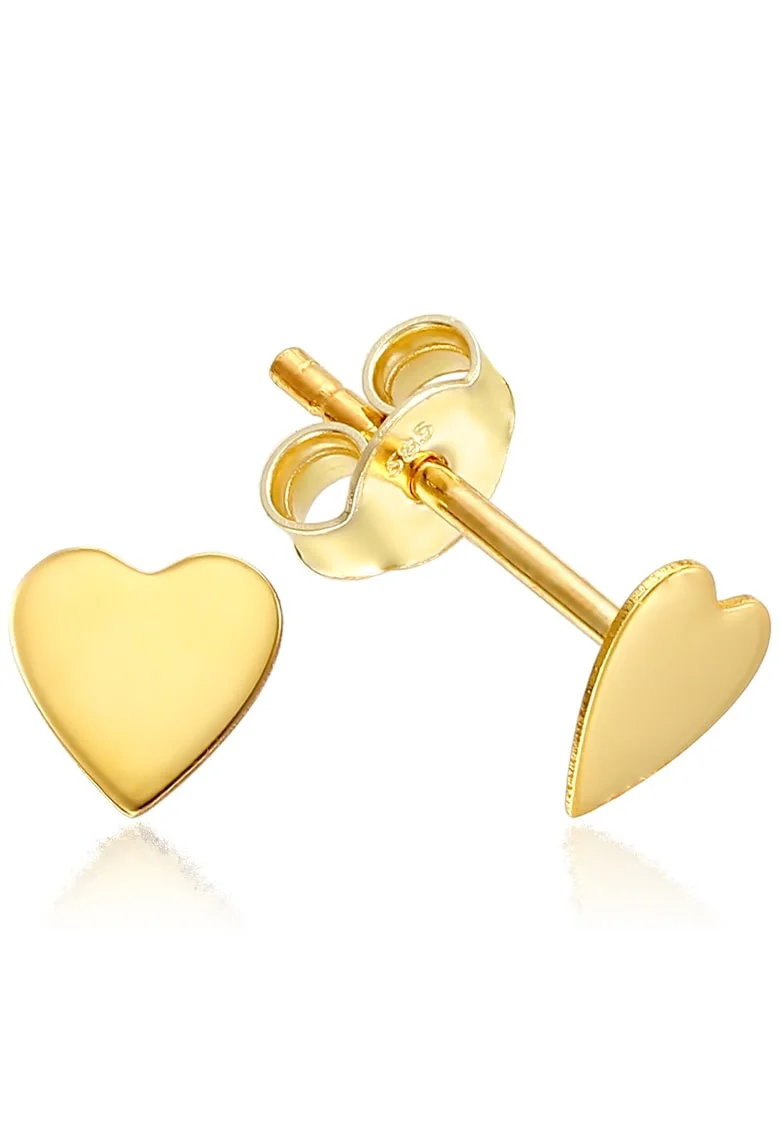 Златни обеци 585 - 14K сърце 6 mm винт