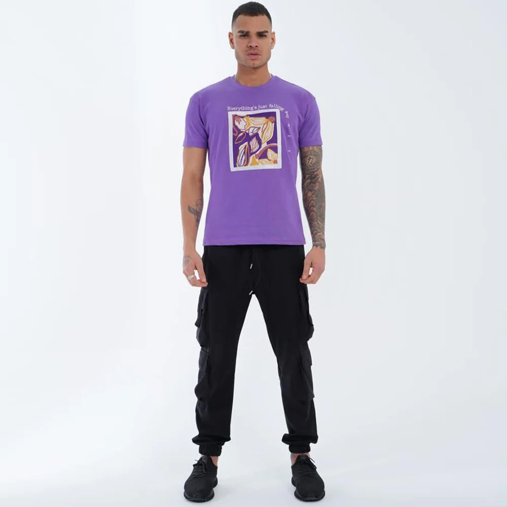 Мъжка тениска, лилав, Oversize Ft7006