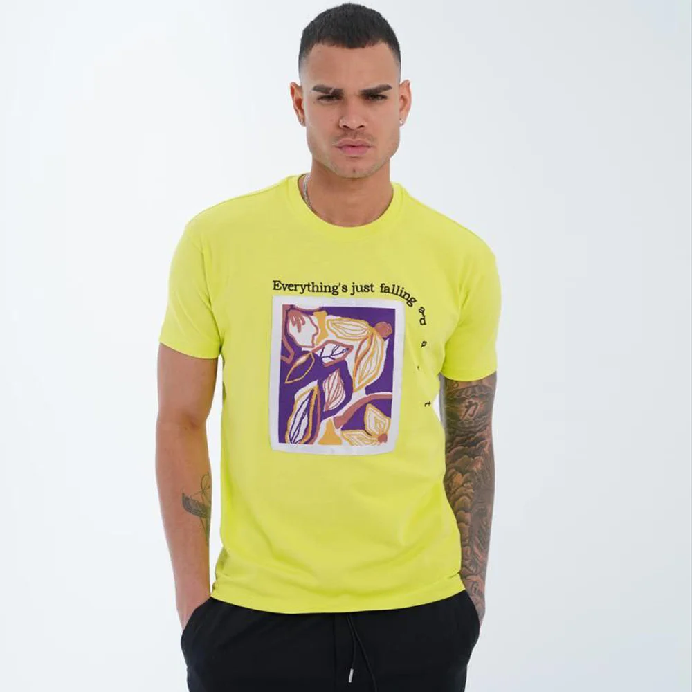 Мъжка тениска, жълт, Oversize Ft7007