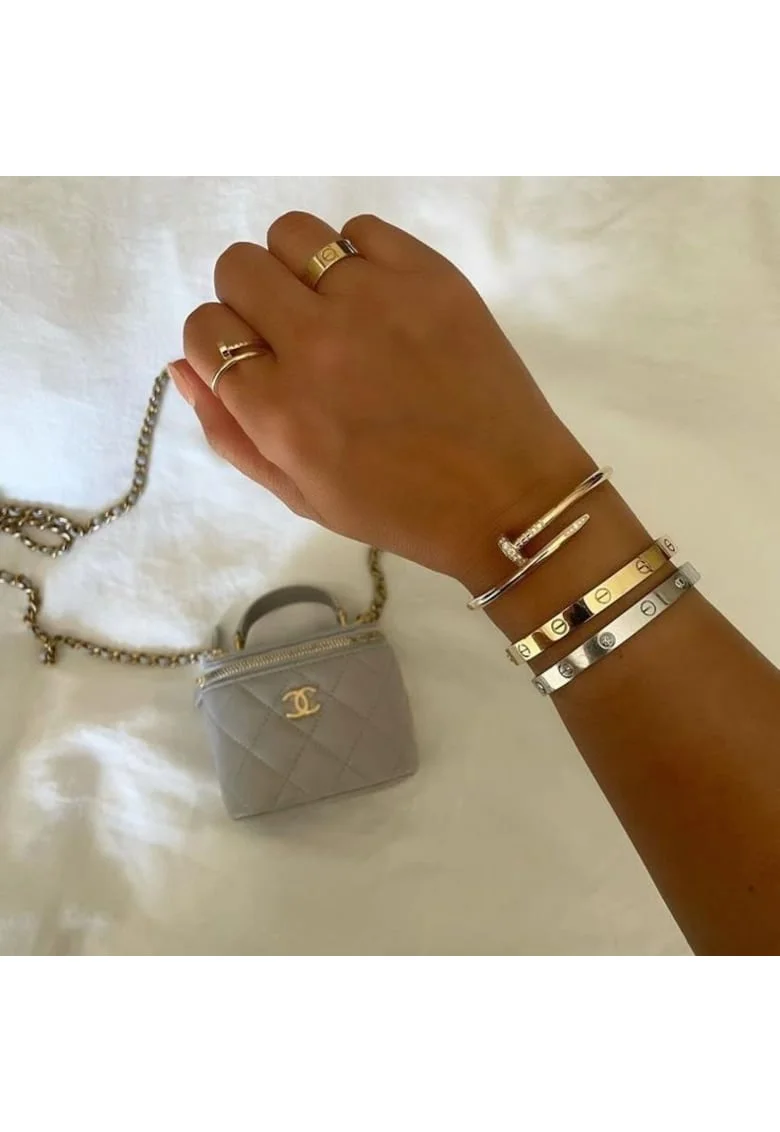 Комплект Гривни Statement LOVE -  Жълто злато 14K - Бяло злато 14K