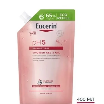 ЕУЦЕРИН pH5 Душ гел с натурални масла ЕКО ПЪЛНИТЕЛ 400 ml.