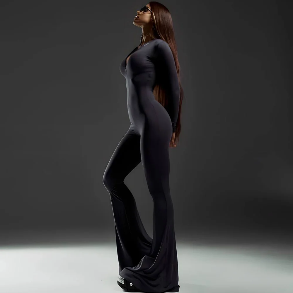 Спортен гащеризон, цвят черен, jumpsuit, Ft8179