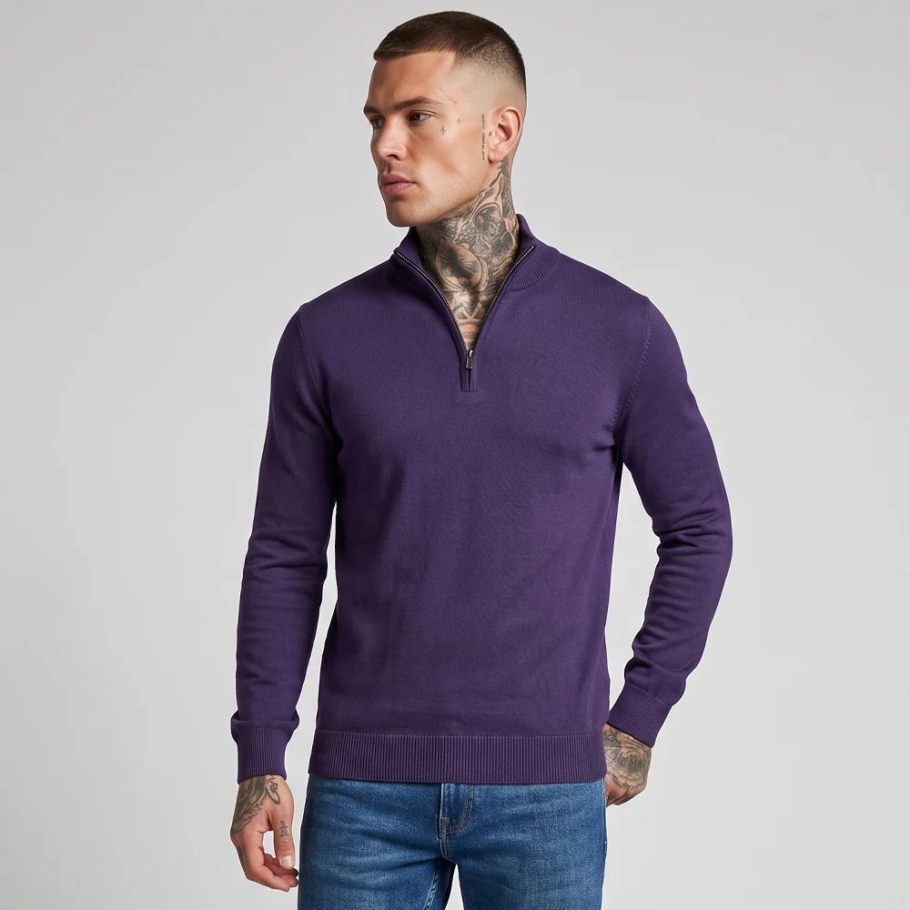 Мъжка лилава блуза с цип на яката (Half-zip), Ft7481