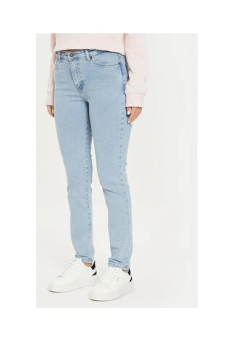 Slim Fit дънкови дънки със средна талия с джобове