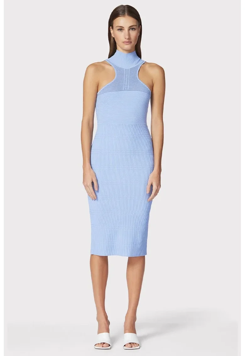 Rochie midi din tricot elastic - cu spate decupat