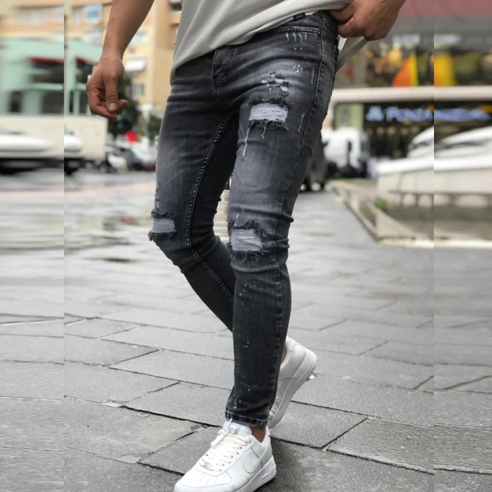 Черни дънки накъсан ефект skinny fit  Ft7189