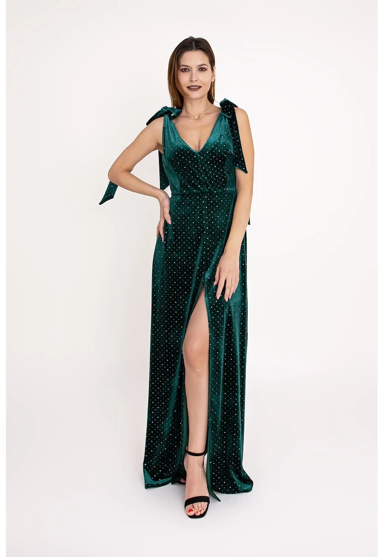 Рокля Emerald с шпиц и декоративни камъни
