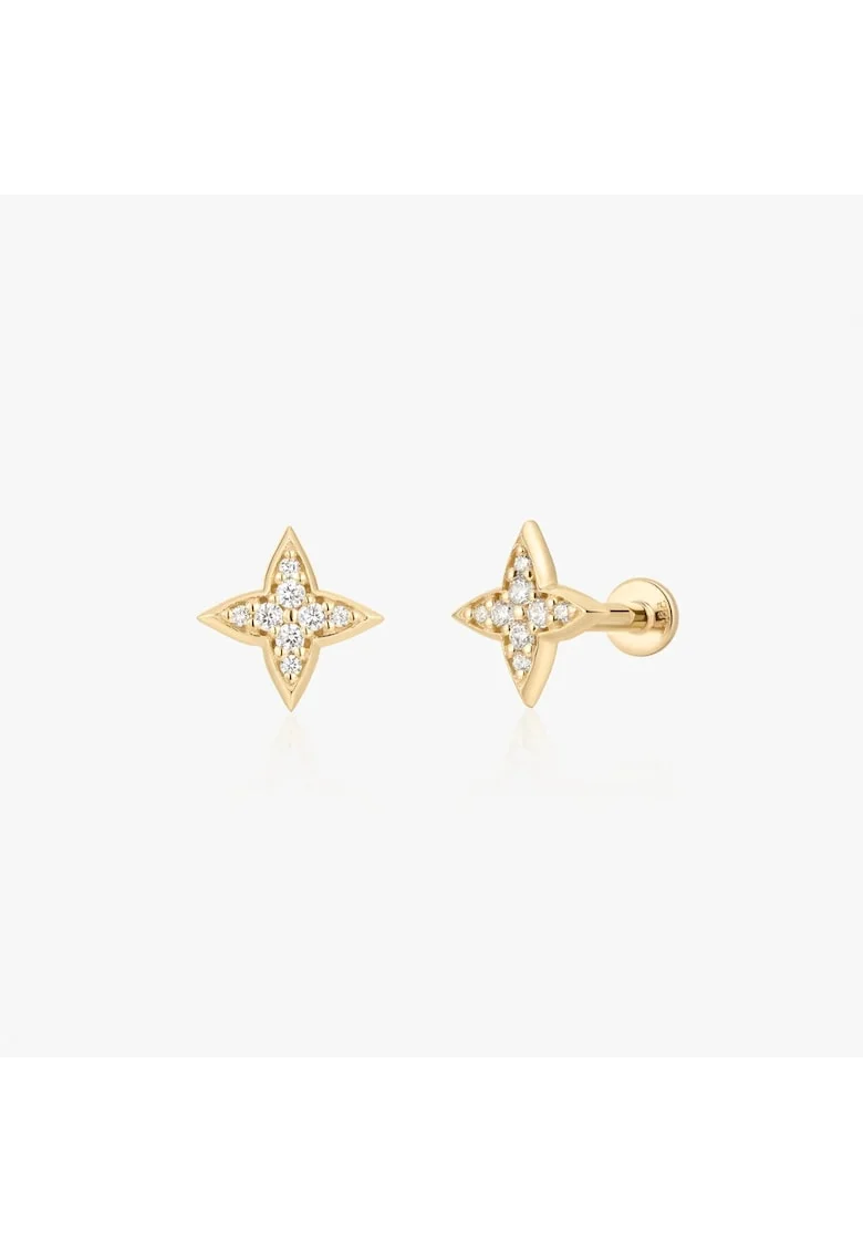 Обеци за пиърсинг лабрет от жълто злато Shining Star