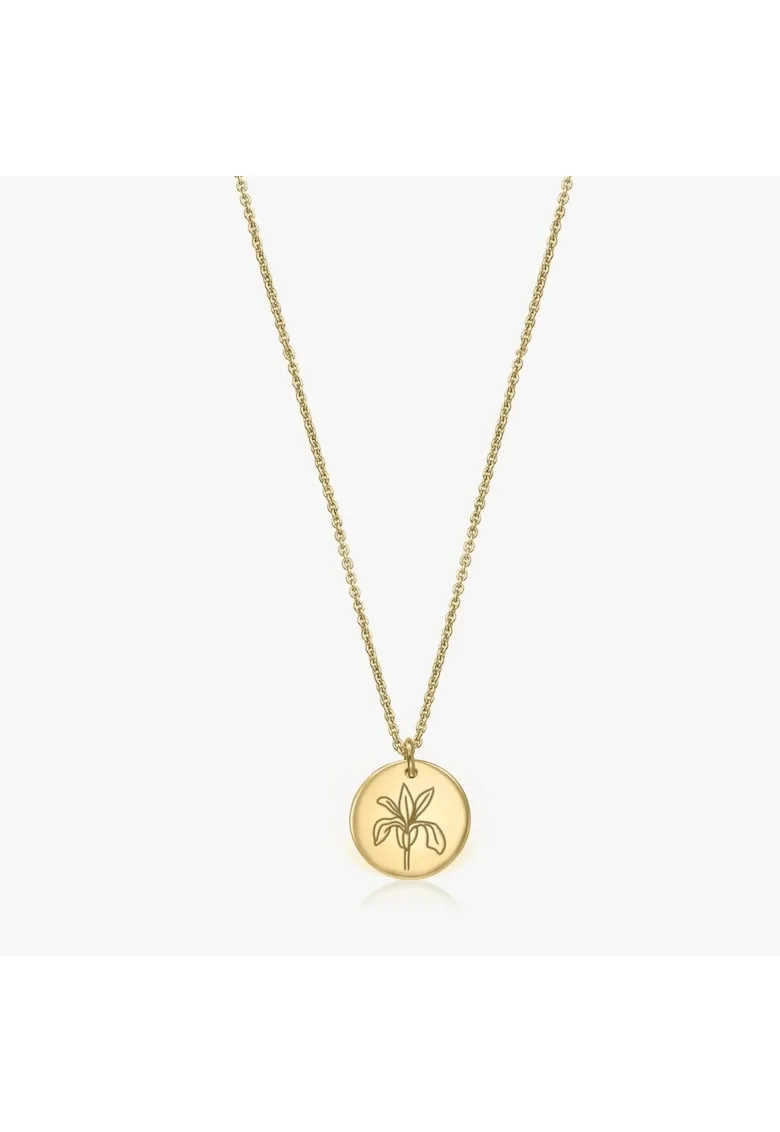 Сребърно колие с цвете на раждане Golden