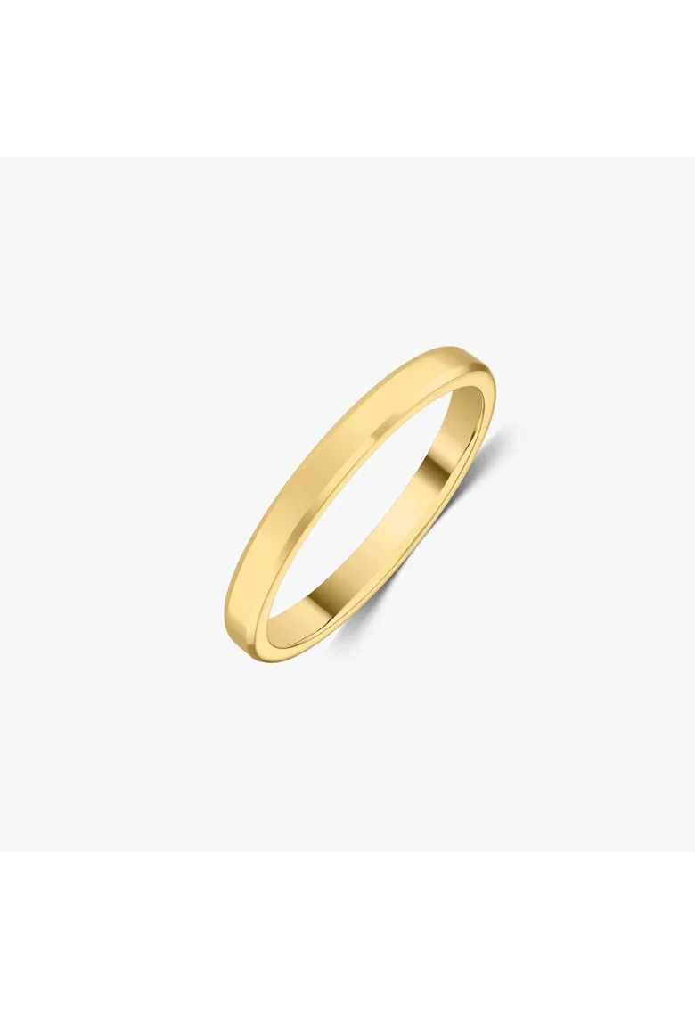 Средна халка Bevel -  14к жълто злато - плосък профил