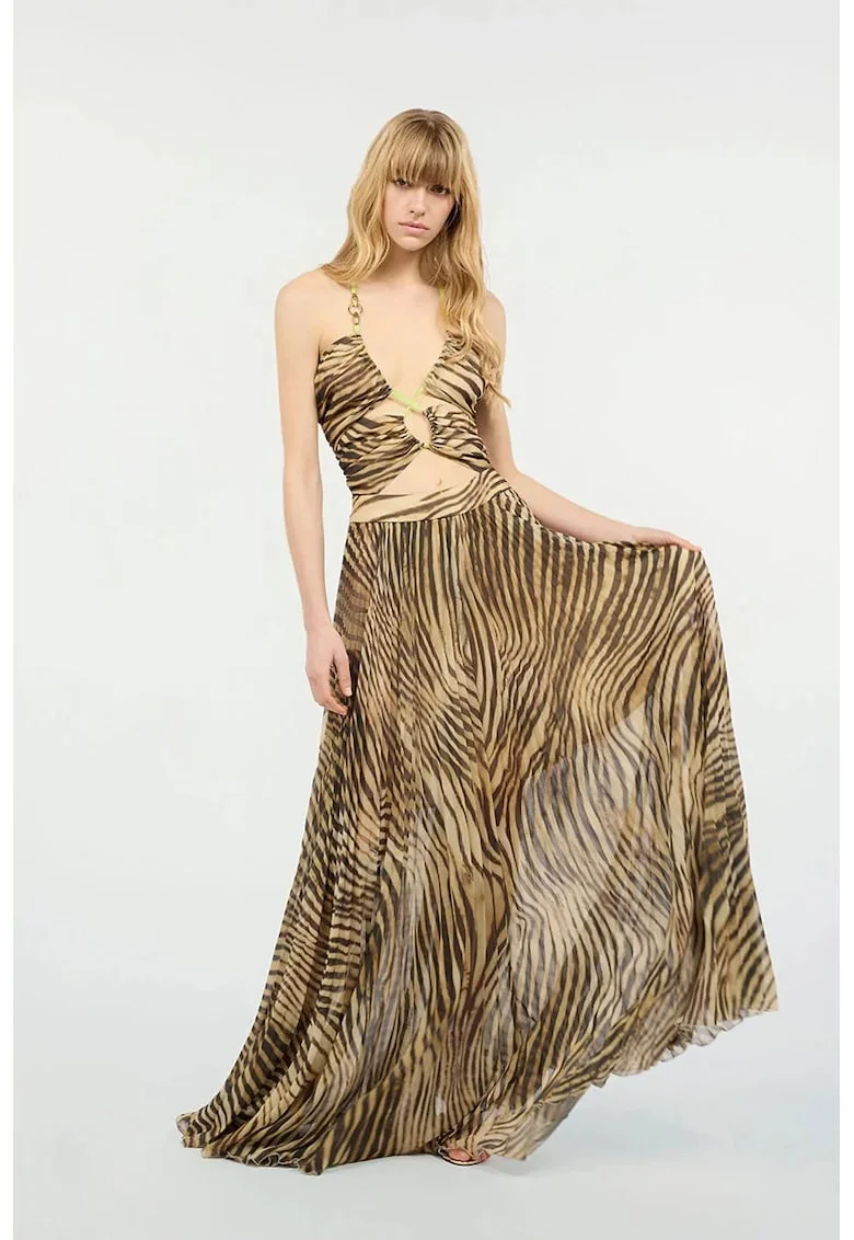 Animal Printed Long Dress With Adjustable Straps