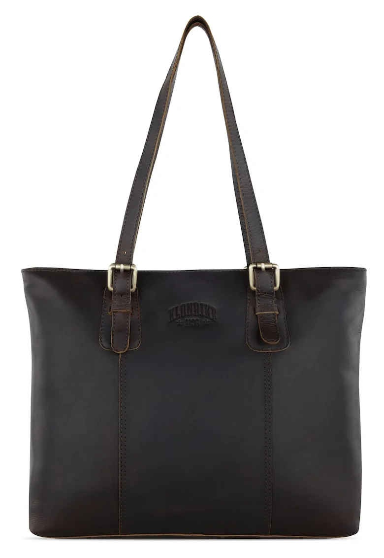 Дамска чанта за през рамо -  серия Rush Lily - KD1315 - 42.5 x 13 x 29 - естествена кожа - кафява