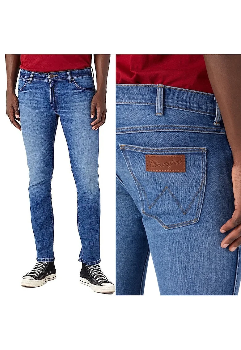 Мъжки дънки Wrangler  812 Slim Tapered - сини - тип каубойски - W38 L32 - средна талия - стеснени крачолища крачо крачол