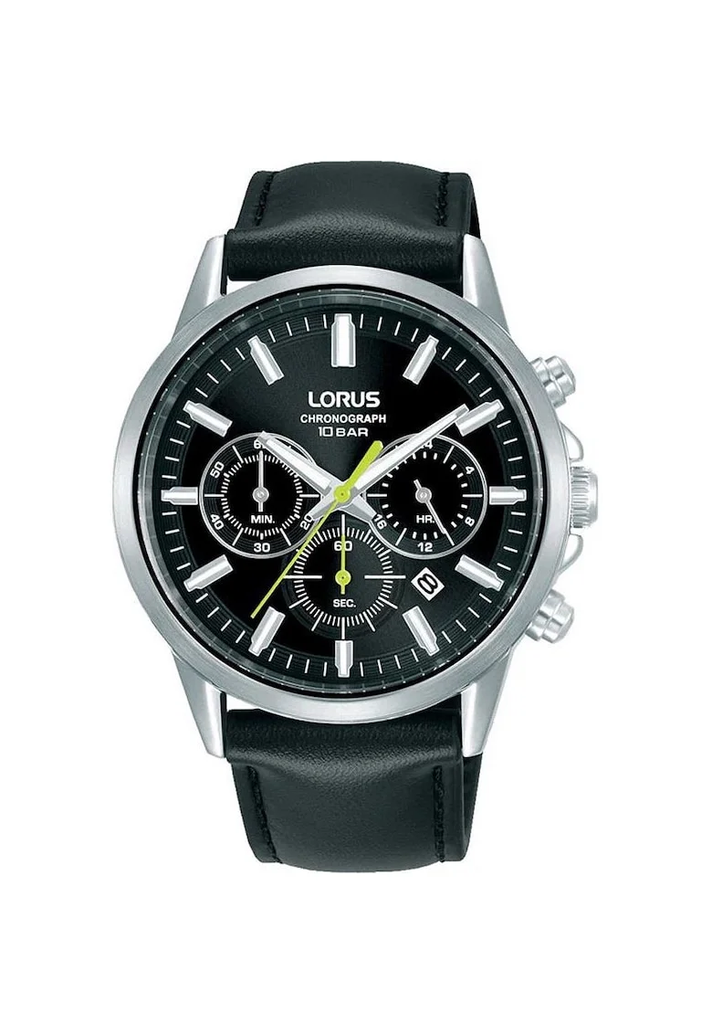Часовник  Classic Chronograph - черен - кожена каишка - водоустойчив 100м - 10 АТМ