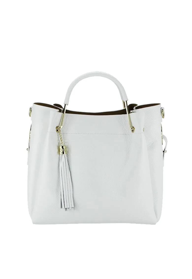 Чанта от естествена кожа Ariana 123 - 33x30x13 см - Бяла 14144
