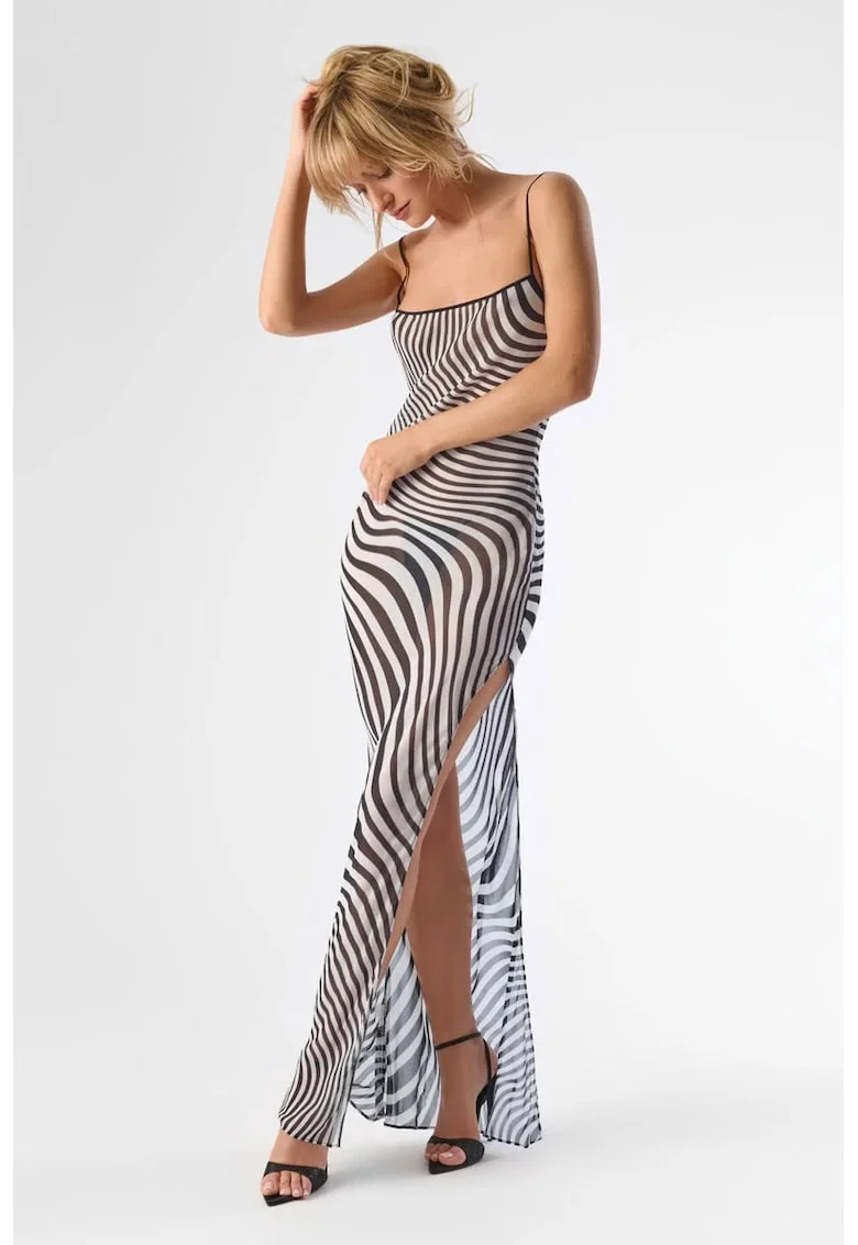 Striped See-through Maxi Dress