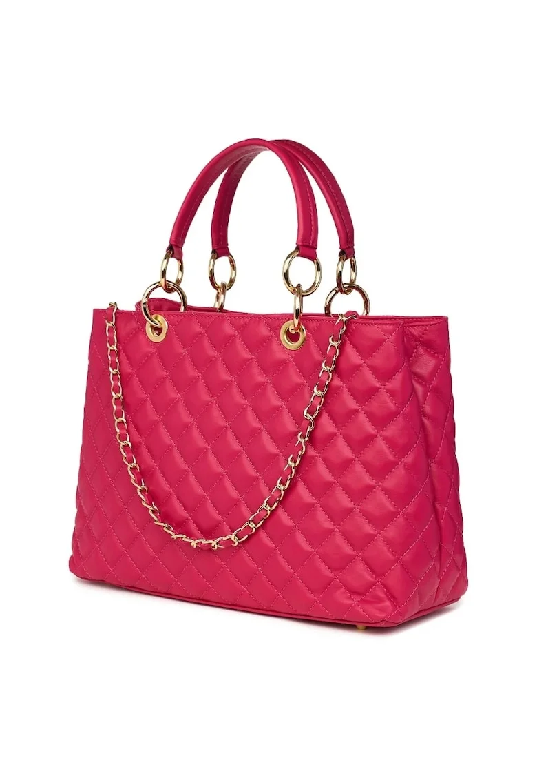 Капитонирана кожена чанта Gisella fuchsia