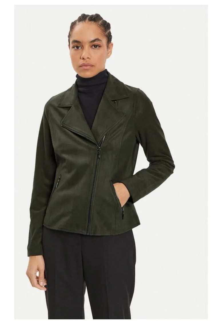 Faux Leather Jacket 15001386 Green Regular Fit