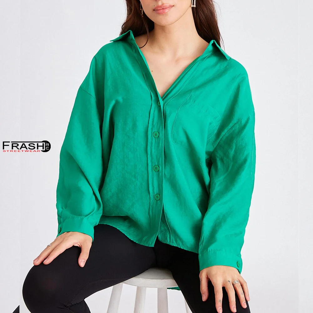 Дамска риза oversize, зелен, Ft7024