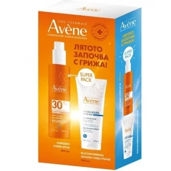 АВЕН СЪН Слънцезащитен спрей за възрастни SPF30 + лосион за след слънце 200 мл. ПРОМО