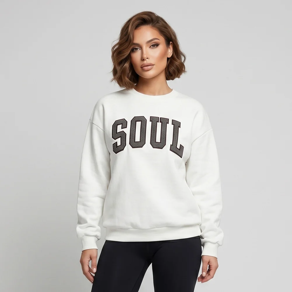 Дамска бяла блуза с надпис SOUL, Ft6012