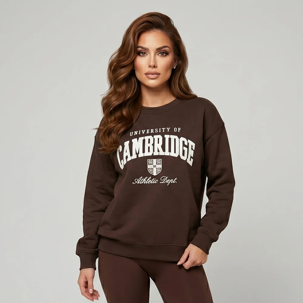Дамска кафява блуза UNIVERSITY OF CAMBRIDGE, Ft6009