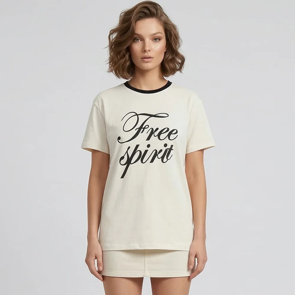 Ежедневна дамска тениска с надпис Free spirit , Ft8819