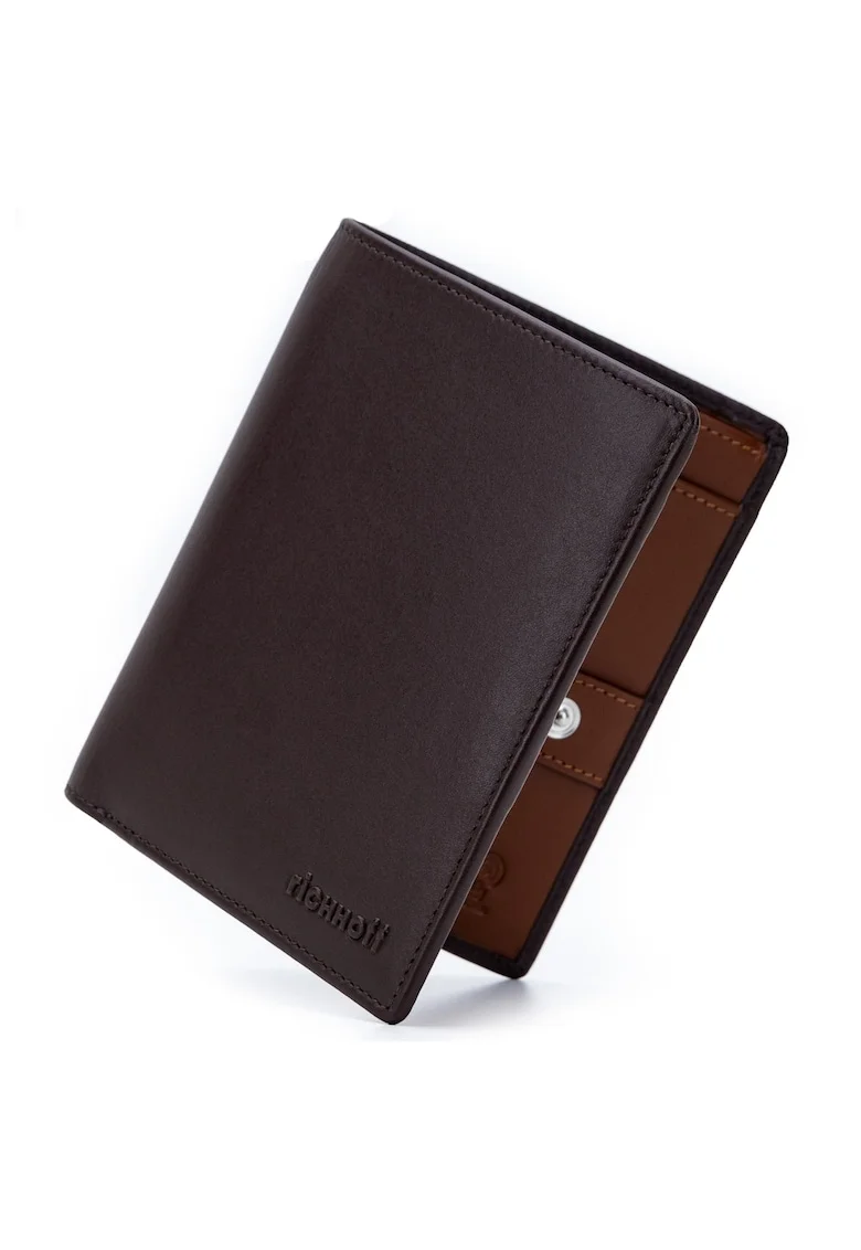 Мъжки портфейл  Вертикален - Slim - RFID защита - Естествена кожа - Отделения за CI и талон за автомобил - Опакован в подаръчна кутия