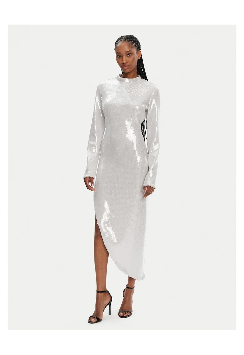 Дамска коктейлна рокля  сребриста