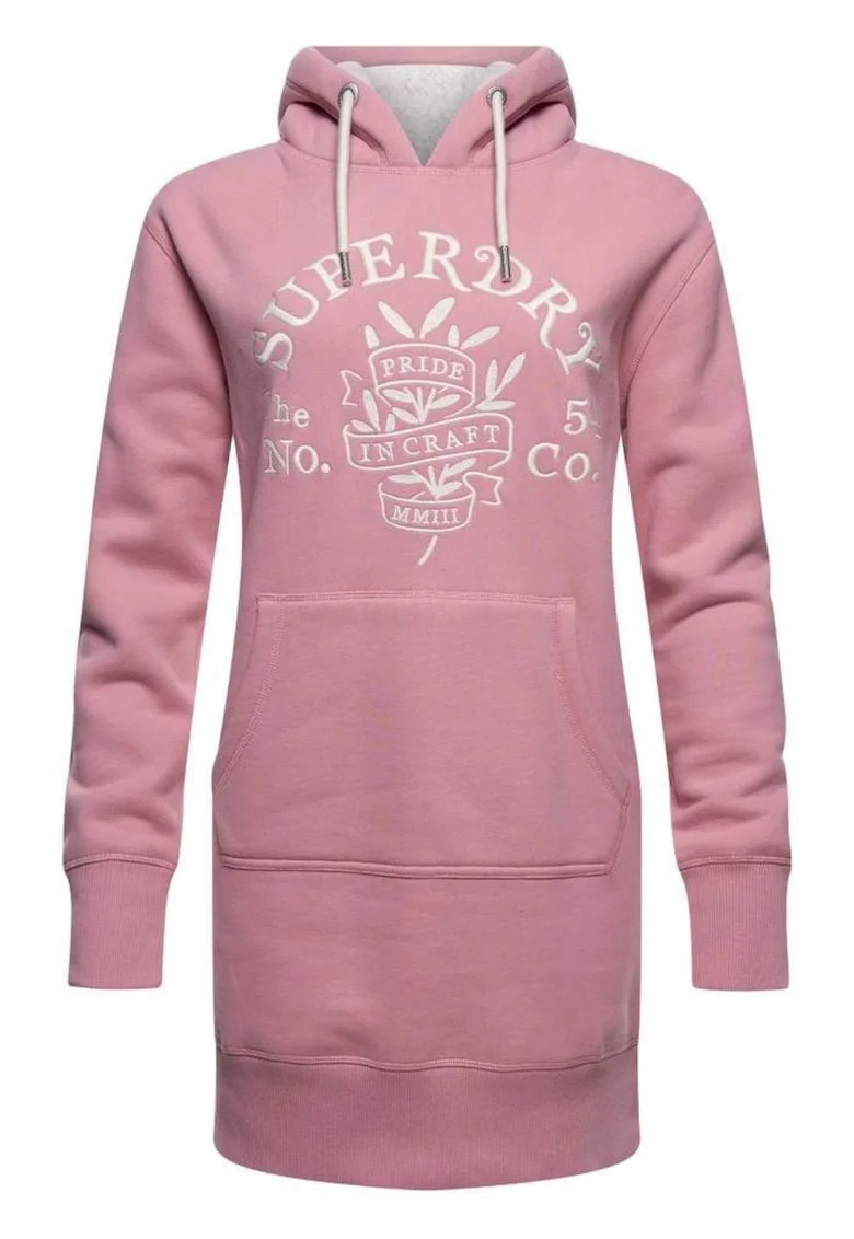 Дамска рокля - Superdry - Памук - Розова