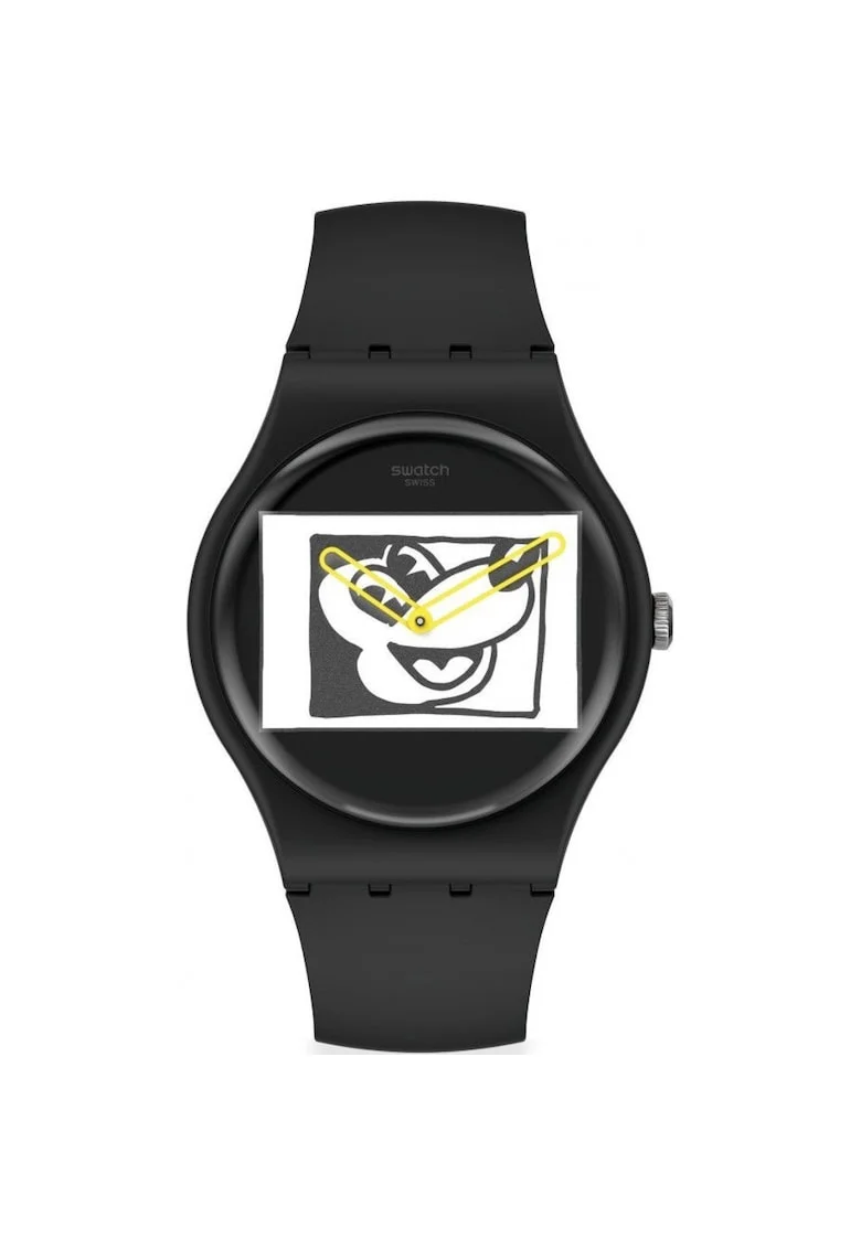 Часовник  Keith Haring Mickey Blanc Sur Noir - SUOZ337