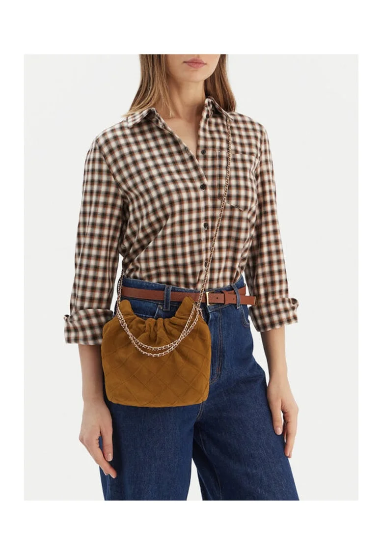 Дамска чанта  Fleming Suede Mini H - цвят Chicory Brown