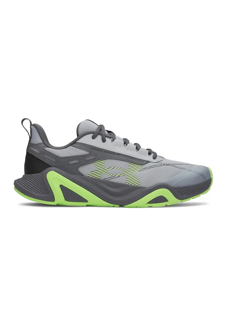 Фитнес обувки Charged Commit 5 от кожа и мрежа - Светло сив/Електриково Зелено/Антрацитно сиво