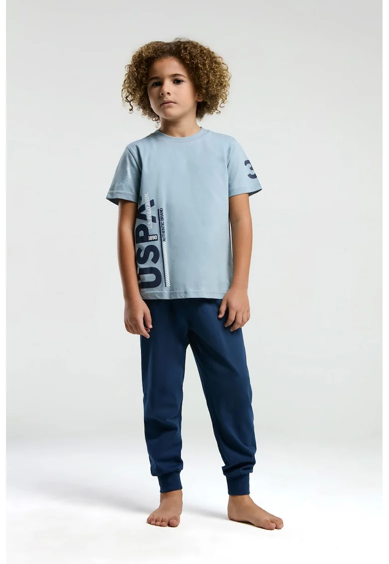 Дълга памучна пижама с лого