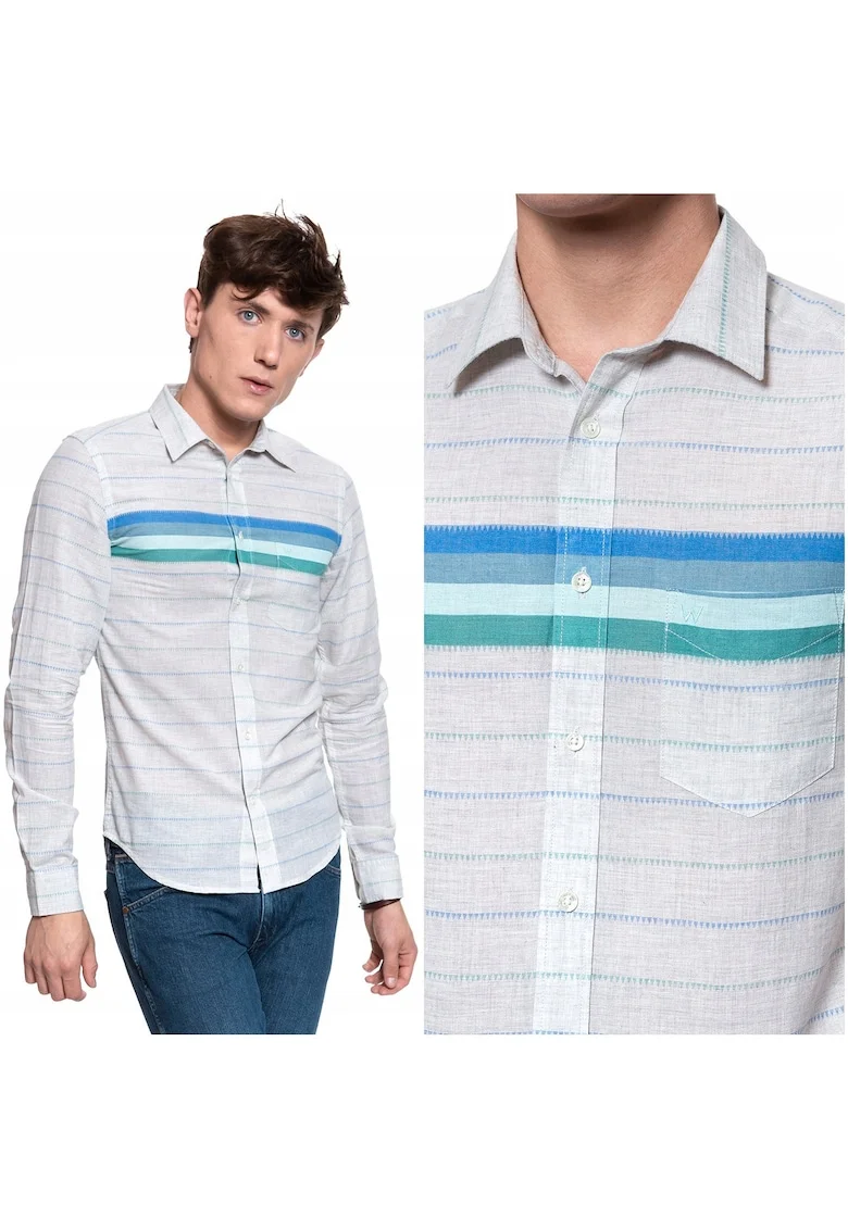Мъжка риза -  с дълъг ръкав и 1 джоб - кройка: Slim Fit - закопчаване: копчета - състав на материала: 100% памук - брой джобове: 1